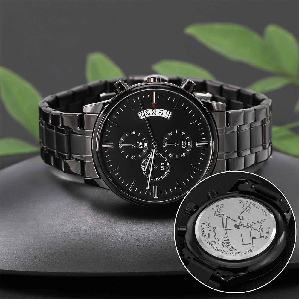 Star Map Anniversary Gift For Him Engraved Stainless Watch Night Sky 1st Anniversary Gift